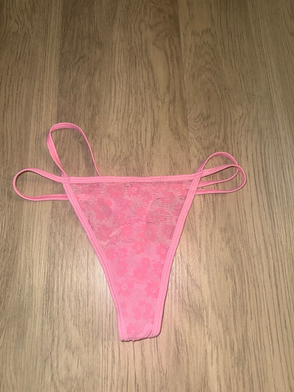 NWOT Coquette Fairycore‎ Pink Floral Mesh Micro Thong Panty Y2K Lingerie